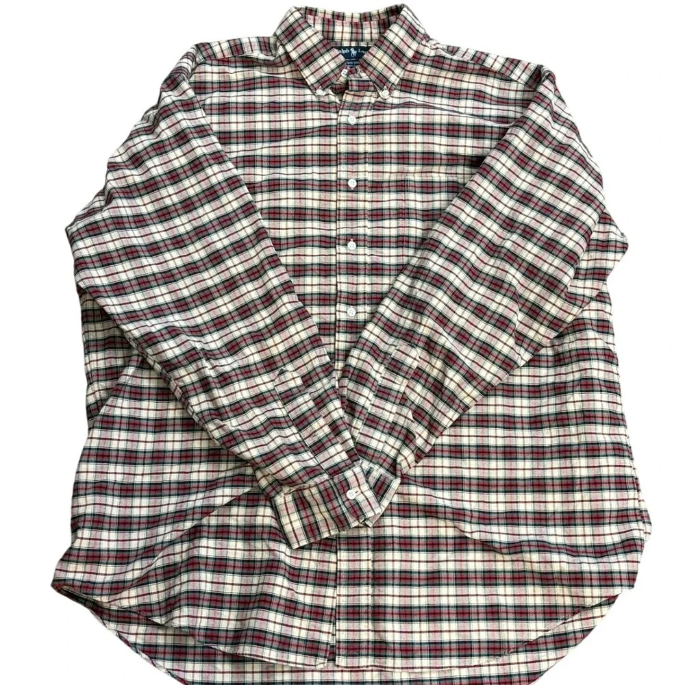 Polo Ralph Lauren Big Shirt Plaid Button Down Long Sleeve Pocket  L